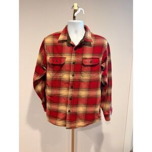 ORVIS Mens Plaid Flannel Long Sleeve Button Up Shirt‎ Red Tan Size M